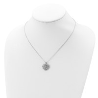 Sterling Silver Rhodium-plated Mom in Heart Necklace with CZ Flower, 18" view 4