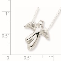 Sterling Silver Rhodium-plated Polished Diamond Angel Necklace, 18" view 3