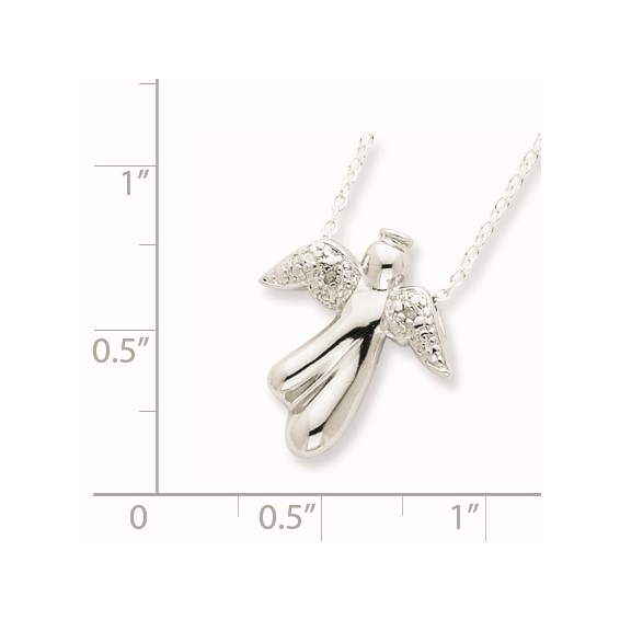 Sterling Silver Rhodium-plated Diamond Angel Necklace