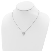 Sterling Silver Rhodium-plated Polished Diamond Angel Necklace, 18" view 4