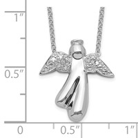 Sterling Silver Rhodium-plated Polished Diamond Angel Necklace, 18" view 5