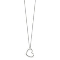 Sterling Silver Floating Heart Necklace with 2 Inch Extension, 14" view 2