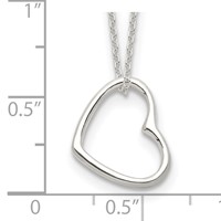 Sterling Silver Floating Heart Necklace with 2 Inch Extension, 14" view 3