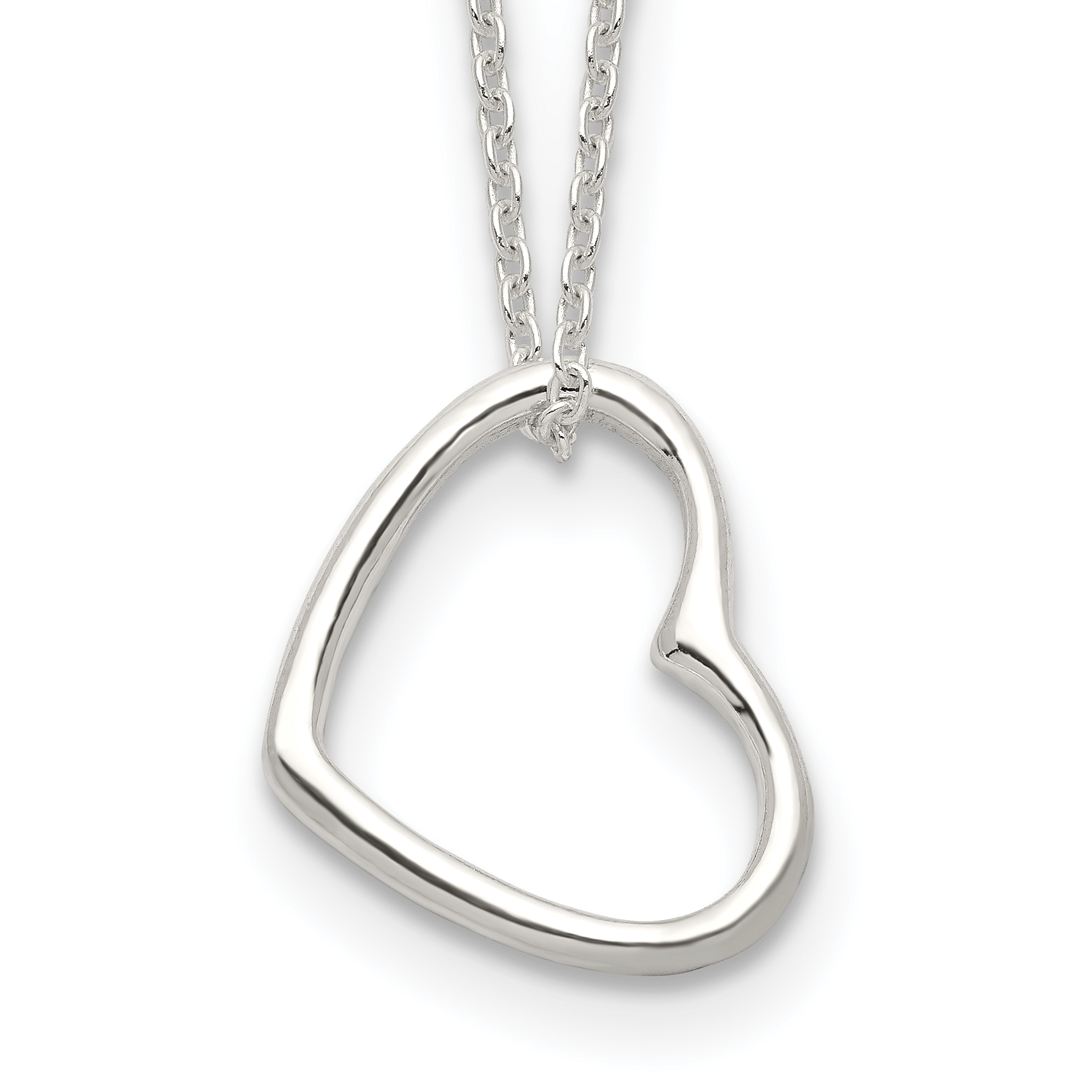 Sterling Silver Heart 14 IN w/2 In EXT Necklace (QG2079-16)
