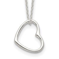 Sterling Silver Floating Heart Necklace with 2 Inch Extension, 14" view 1