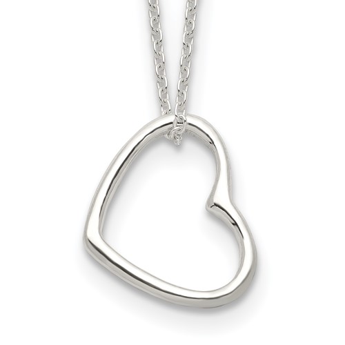 Sterling Silver Floating Heart Necklace with 2 Inch Extension, 14"
