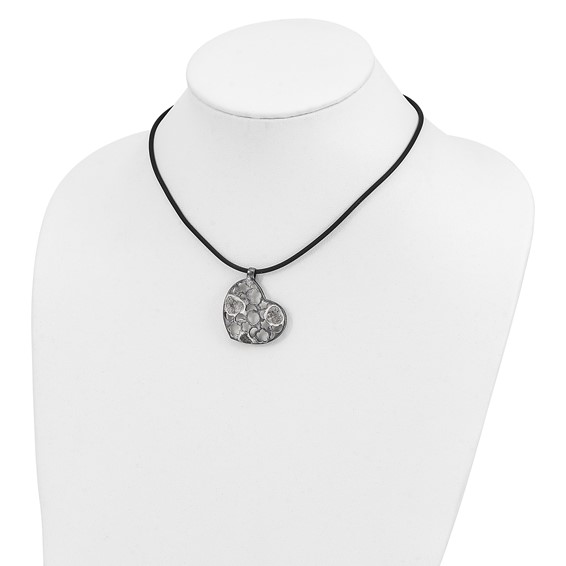 Sterling Silver Heart Cord Necklace