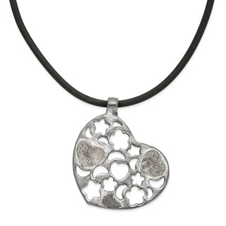 Sterling Silver Heart Cord Necklace