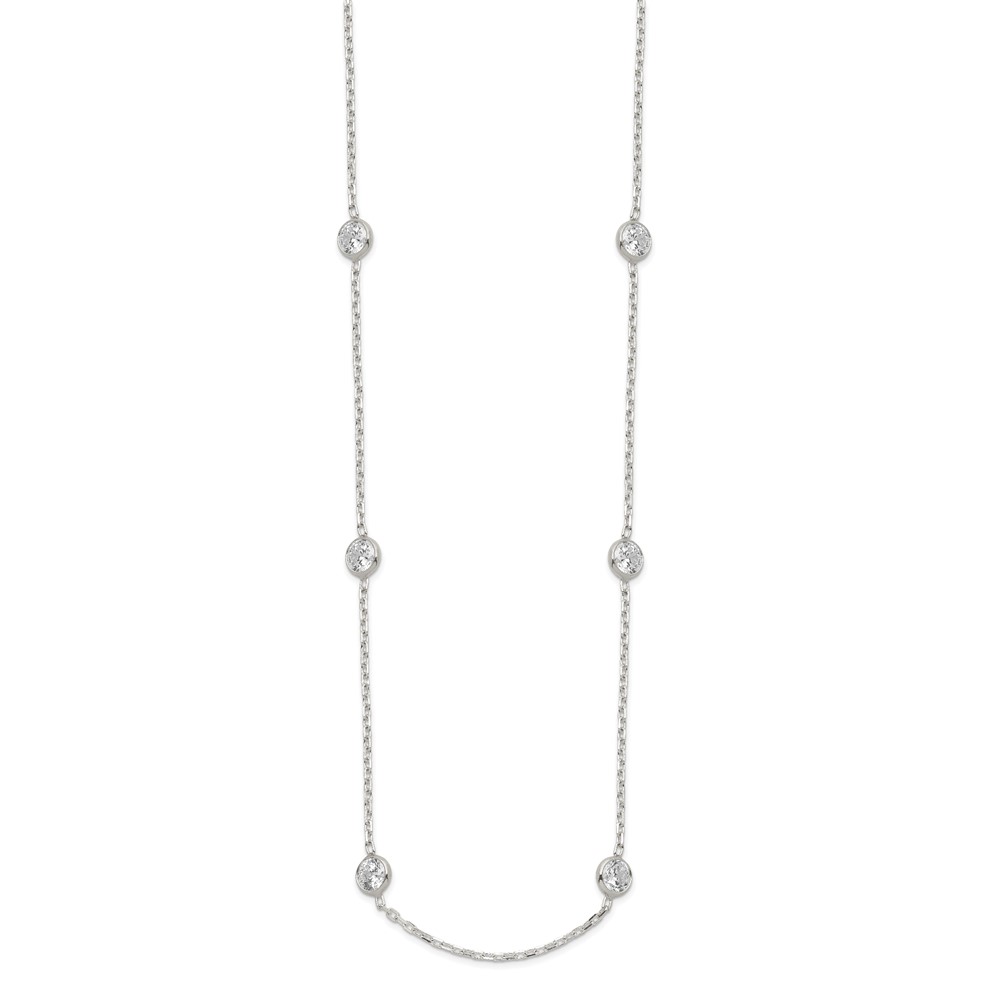 Sterling Silver 16 Inch w/2 in ext. 8-Station CZ Necklace (QG2092-16)