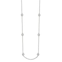 Sterling Silver 4mm Bezel-set CZ 8-Station Necklace with 2 Inch Extension, 16" view 2