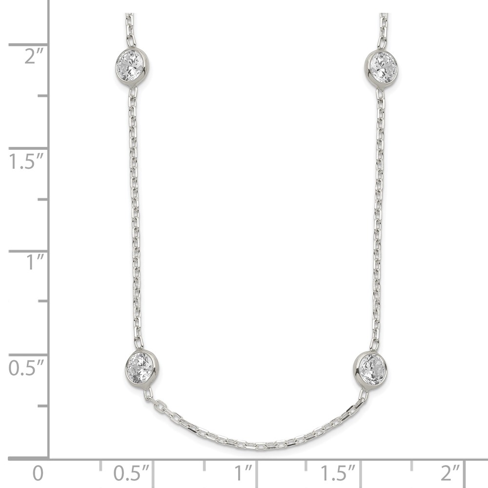 Sterling Silver 16 Inch w/2 in ext. 8-Station CZ Necklace (QG2092-16)