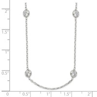 Sterling Silver 4mm Bezel-set CZ 8-Station Necklace with 2 Inch Extension, 16" view 3