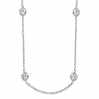 Sterling Silver 4mm Bezel-set CZ 8-Station Necklace with 2 Inch Extension, 16" view 1