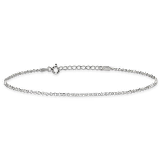 Sterling Silver 1.5mm Rolo Chain 9 inch Plus 1 inch Extender - Total 10 inch Anklet