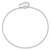 Sterling Silver 1.5mm Rolo Chain Plus 1 Inch Extender - Total 10 Inch Anklet, 9" view 5