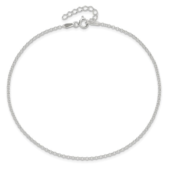 Sterling Silver 1.5mm Rolo Chain 9 inch Plus 1 inch Extender - Total 10 inch Anklet