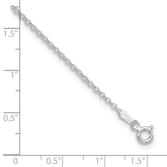 Sterling Silver 1.5mm Rolo Chain 9 inch Plus 1 inch Extender - Total 10 inch Anklet