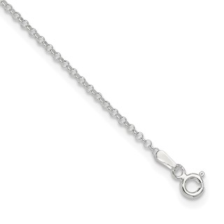 Sterling Silver 1.5mm Rolo Chain 9 inch Plus 1 inch Extender - Total 10 inch Anklet