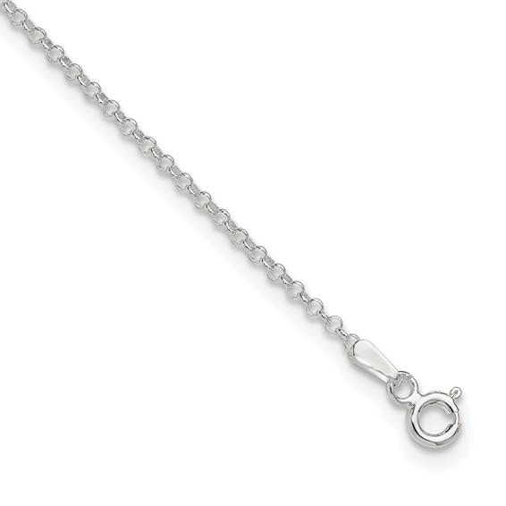 Sterling Silver 1.5mm Rolo Chain 9 inch Plus 1 inch Extender - Total 10 inch Anklet