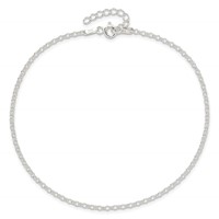 Sterling Silver 2mm Rolo Chain Plus 1 Inch Extender - Total 10 Inch Anklet, 9" view 5