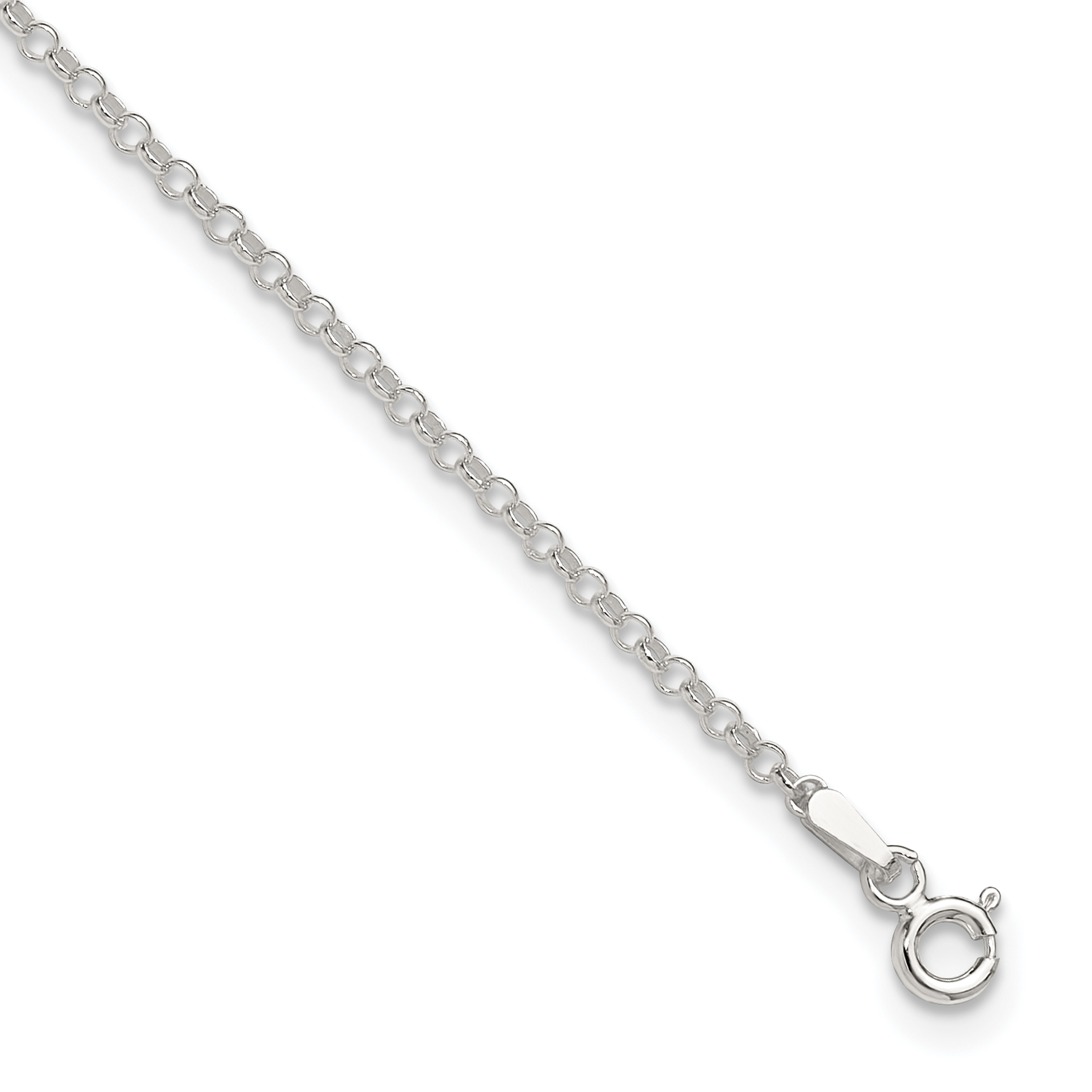 Sterling Silver 2mm Rolo 9in Plus 1in ext. Chain Anklet (QG2131-9)