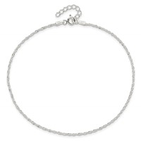 Sterling Silver 1.3mm Singapore Chain Plus 1 Inch Extender - Total 10 Inch Anklet, 9" view 5