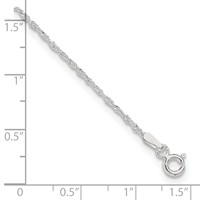 Sterling Silver 1.3mm Singapore Chain Plus 1 Inch Extender - Total 10 Inch Anklet, 9" view 3