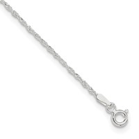 Sterling Silver 1.3mm Singapore Chain Plus 1 Inch Extender - Total 10 Inch Anklet, 9" view 1