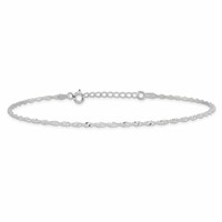 Sterling Silver 1.5mm Singapore Chain Plus 1 Inch Extender - Total 10 Inch Anklet, 9" view 3