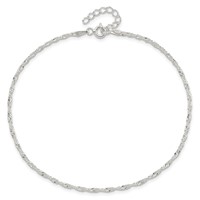 Sterling Silver 1.5mm Singapore Chain Plus 1 Inch Extender - Total 10 Inch Anklet, 9" view 4