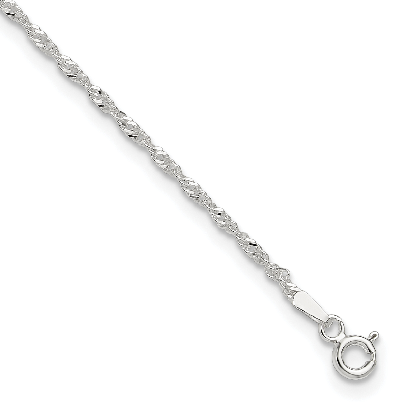 Sterling Silver Singapore 9in Plus 1in ext. Anklet (QG2133-9)