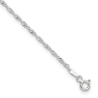 Sterling Silver 1.5mm Singapore Chain Plus 1 Inch Extender - Total 10 Inch Anklet, 9" view 1