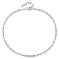 Sterling Silver 1.8mm Singapore Chain Plus 1 Inch Extender Chain - Total 10 Inch Anklet, 9" view 5