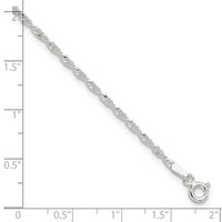Sterling Silver 1.8mm Singapore Chain Plus 1 Inch Extender Chain - Total 10 Inch Anklet, 9" view 3