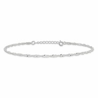 Sterling Silver 2mm Singapore Chain Plus 1 Inch Extender Chain - Total 10 Inch Anklet, 9" view 4
