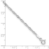 Sterling Silver 2mm Singapore Chain Plus 1 Inch Extender Chain - Total 10 Inch Anklet, 9" view 3