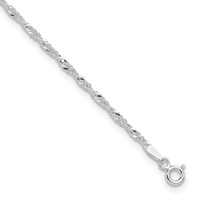 Sterling Silver 2mm Singapore Chain Plus 1 Inch Extender Chain - Total 10 Inch Anklet, 9" view 1