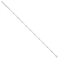 Sterling Silver 1mm Beaded Chain Plus 1 Inch Extender - Total 10 Inch Anklet, 9" view 2