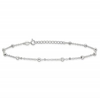 Sterling Silver 1mm Beaded Chain Plus 1 Inch Extender - Total 10 Inch Anklet, 9" view 4