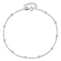 Sterling Silver 1mm Beaded Chain Plus 1 Inch Extender - Total 10 Inch Anklet, 9" view 5
