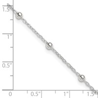 Sterling Silver 1mm Beaded Chain Plus 1 Inch Extender - Total 10 Inch Anklet, 9" view 3