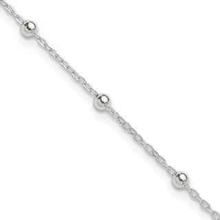 Sterling Silver 1mm Beaded Chain 10 inch Plus 1 inch Extender - Total 11 inch Anklet