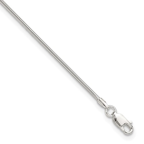 Sterling Silver 1.5mm Round Snake Chain 9in Plus 1in ext. Anklet