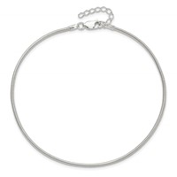 Sterling Silver 1.5mm Round Snake Chain Plus 1 Inch Extender - Total 10 Inch Anklet - 9in view 5