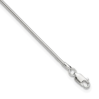 Sterling Silver 1.5mm Round Snake Chain 9 inch Plus 1 inch Extender - Total 10 inch Anklet