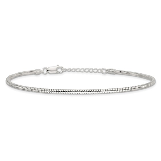 Sterling Silver 2.5mm Snake Chain 10 inch Plus 1 inch Extender - Total 11 inch Anklet