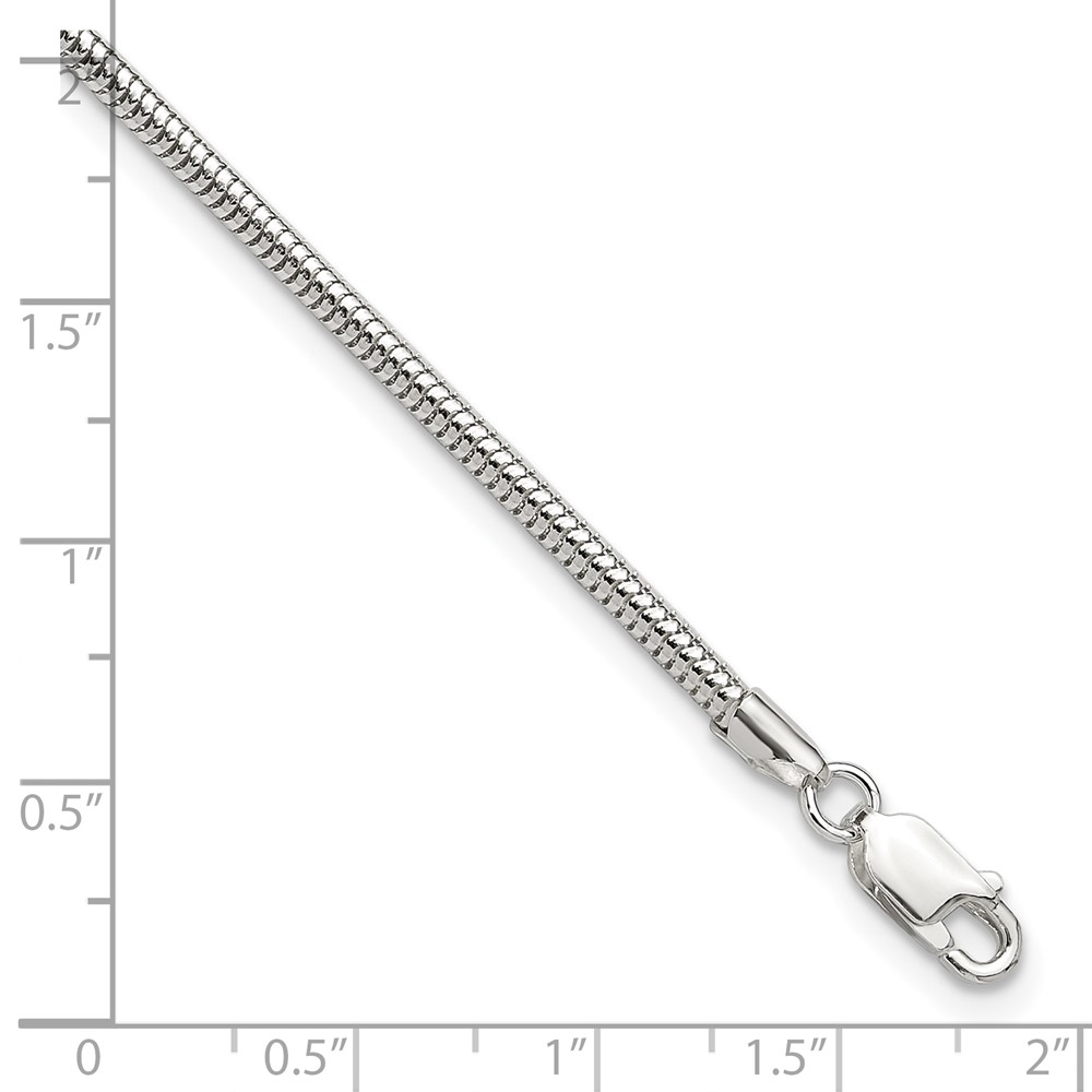 Sterling Silver 2.5mm Snake Chain 9in Plus 1in ext. Anklet (QG2141-9)