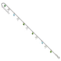 Sterling Silver Dragonfly Anklet with Aqua and Green Beads Plus 1 Inch Extender - Total 11 Inch, 10" view 4