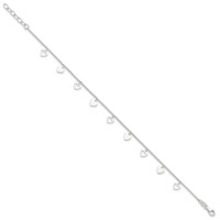 Sterling Silver Double Heart Plus 1 Inch Extender - Total 10 Inch Anklet - 9in view 2