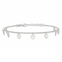 Sterling Silver Double Heart Plus 1 Inch Extender - Total 10 Inch Anklet - 9in view 3